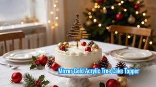 Mirror Gold Acrylic Christmas Tree Cake Topper